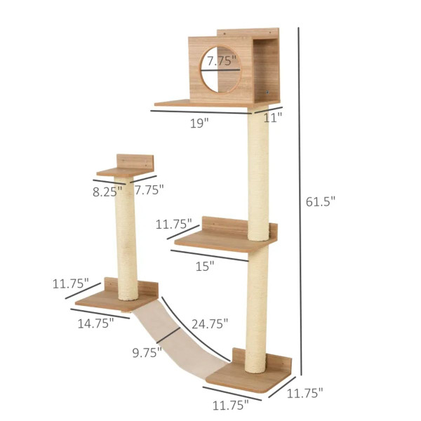 Wall-Mounted Multi-Level Cat Tree Activity Tower by PawHut™ product image