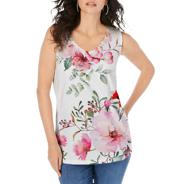 Women's Sleeveless Floral Print V-Neck Blouse (4-Pack) product image