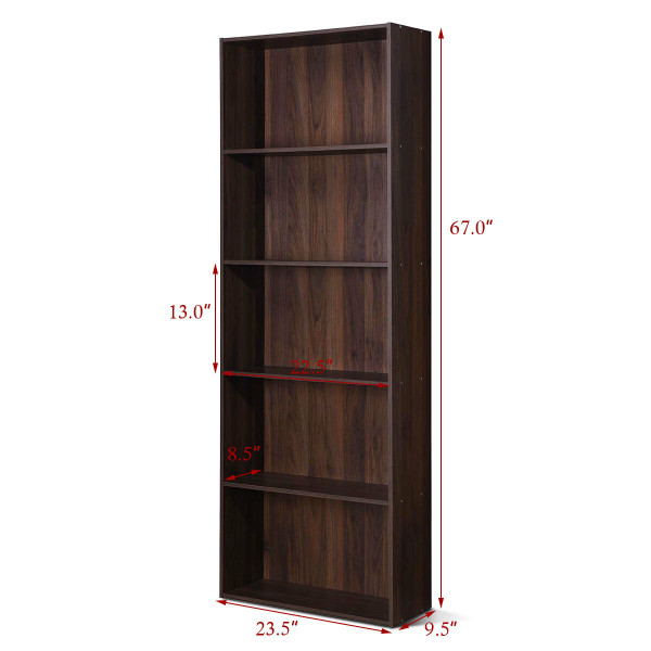 5-Shelf Multi-Functional Wood Bookcase for Home Office product image