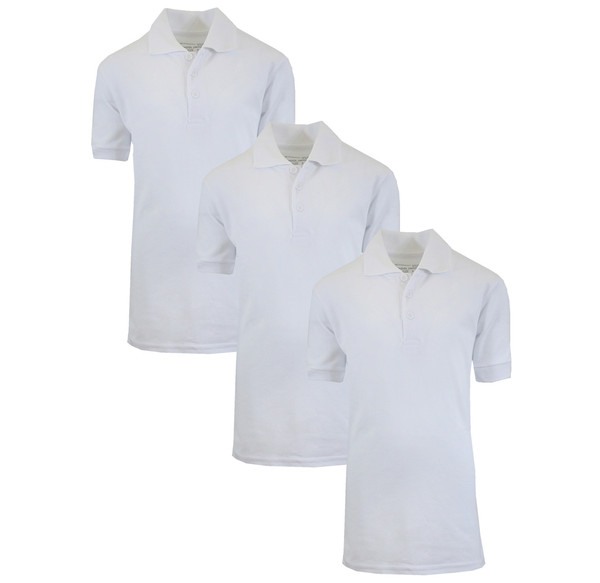 Boys' Short Sleeve School Uniform Pique Polo Shirts (3-Pack)    product image