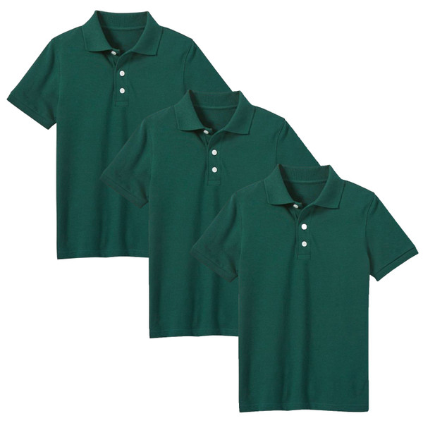Boys' Short Sleeve School Uniform Pique Polo Shirt (3-Pack)    product image