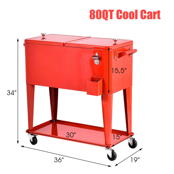 80-Quart Outdoor Patio Rolling Steel Construction Cooler product image