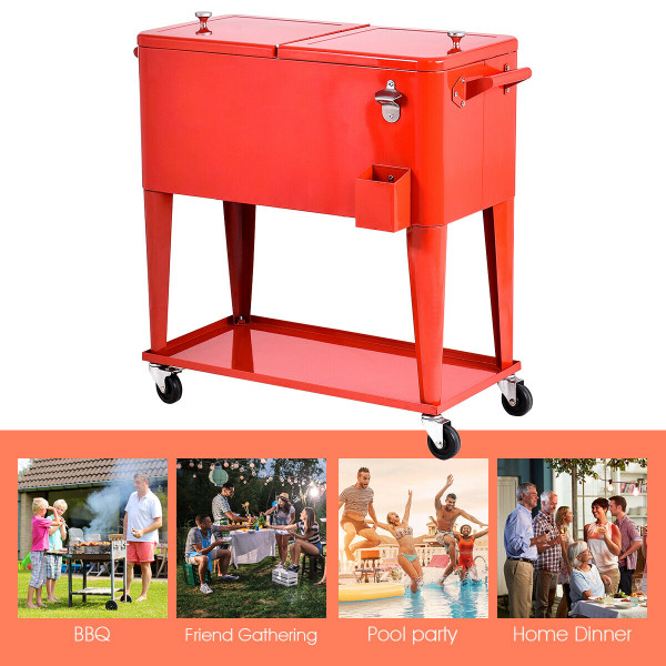 80-Quart Outdoor Patio Rolling Steel Construction Cooler product image