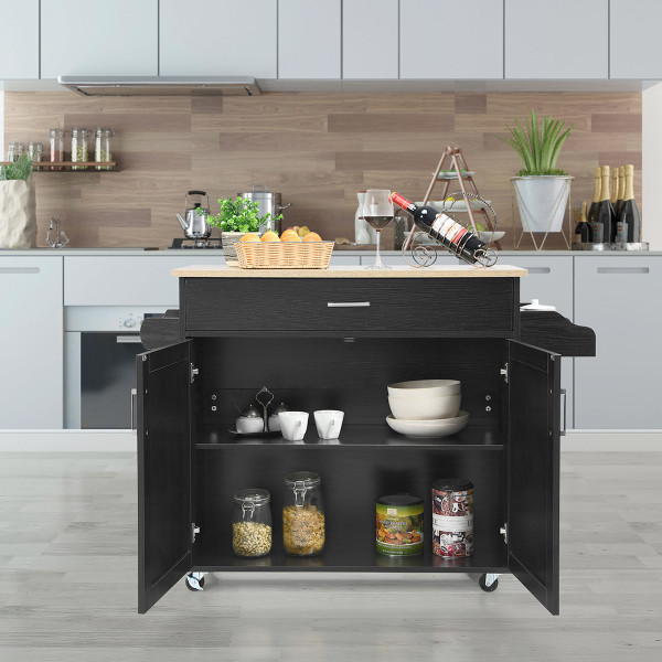 Rolling Kitchen Island Cart with Towel and Spice Rack product image