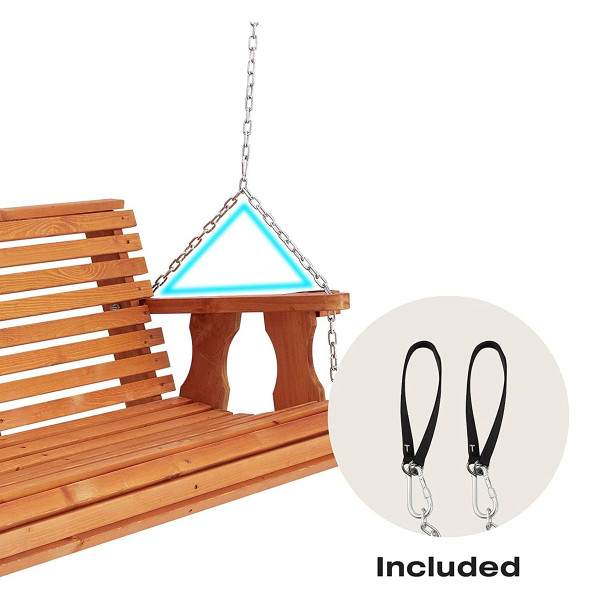 4.5-Foot Outdoor Wooden Porch Swing with Cupholders & Hanging Chains product image