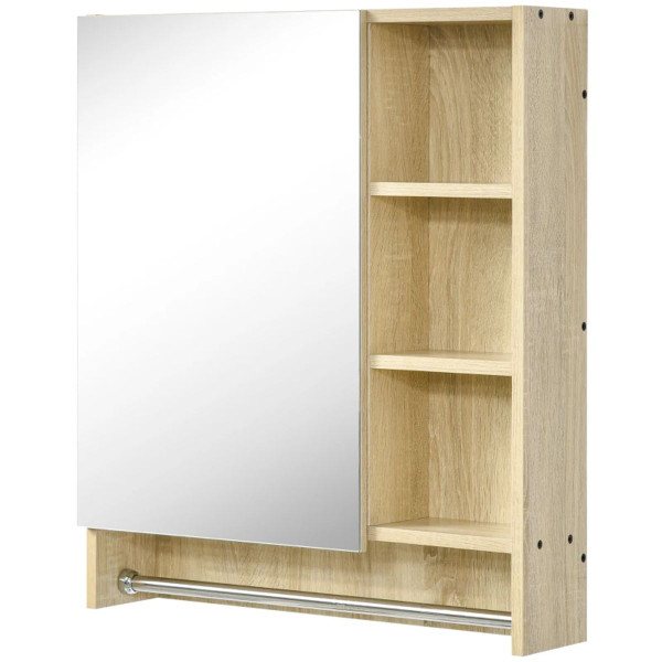 Wall-Mounted Bathroom Mirror Medicine Cabinet with Shelves & Towel Rack product image