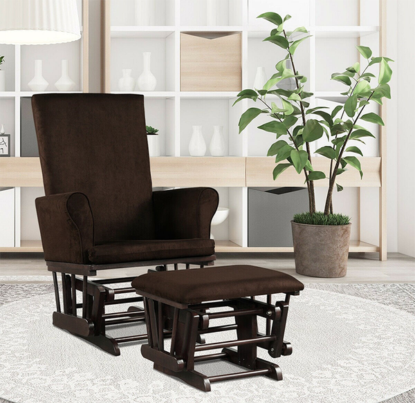 Wood Frame Cushioned Rocking Chair Glider & Ottoman Set product image