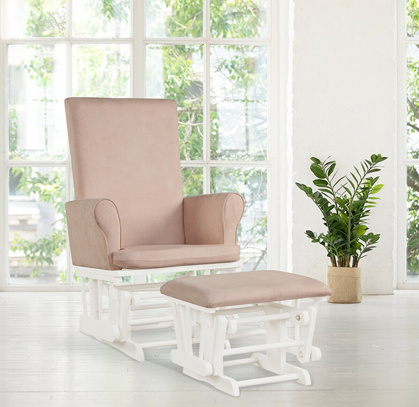 Wood Frame Cushioned Rocking Chair Glider & Ottoman Set product image