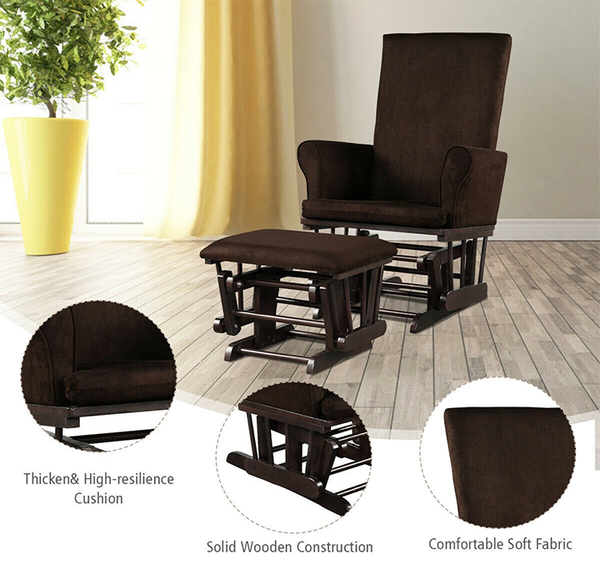 Wood Frame Cushioned Rocking Chair Glider & Ottoman Set product image