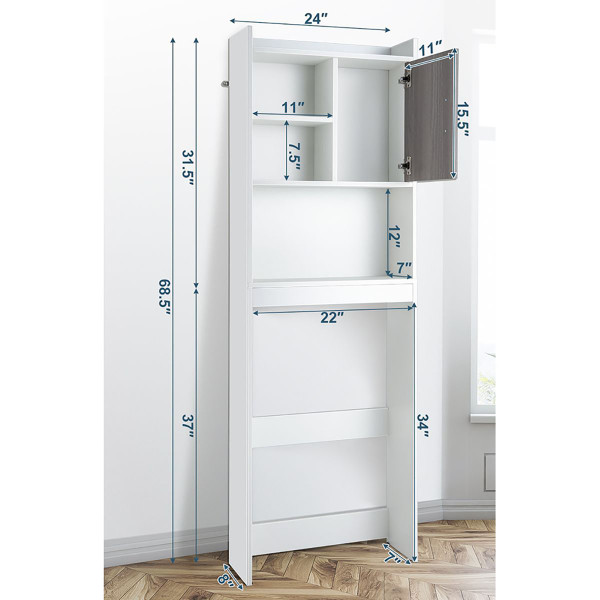 4-Tier Space-Saving Toilet Storage Cabinet with Open Shelves product image
