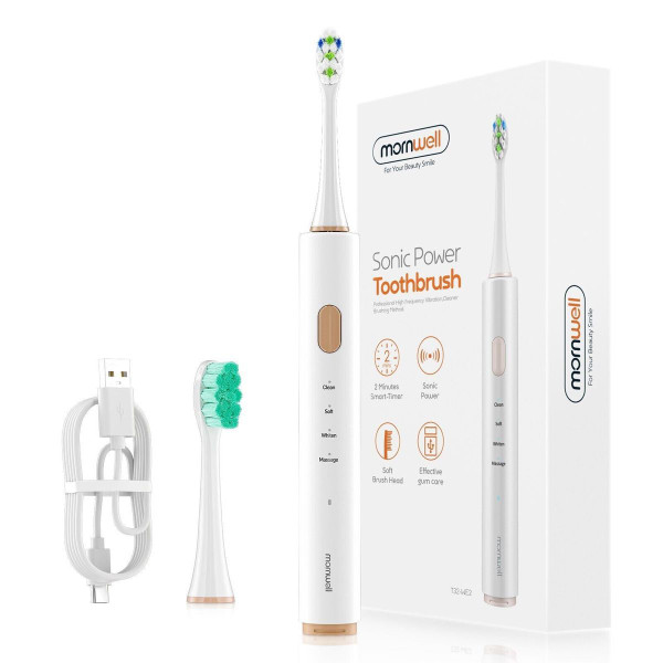 Mornwell® Electric Sonic Toothbrush T32 with 2 Brush Heads and USB Charger product image