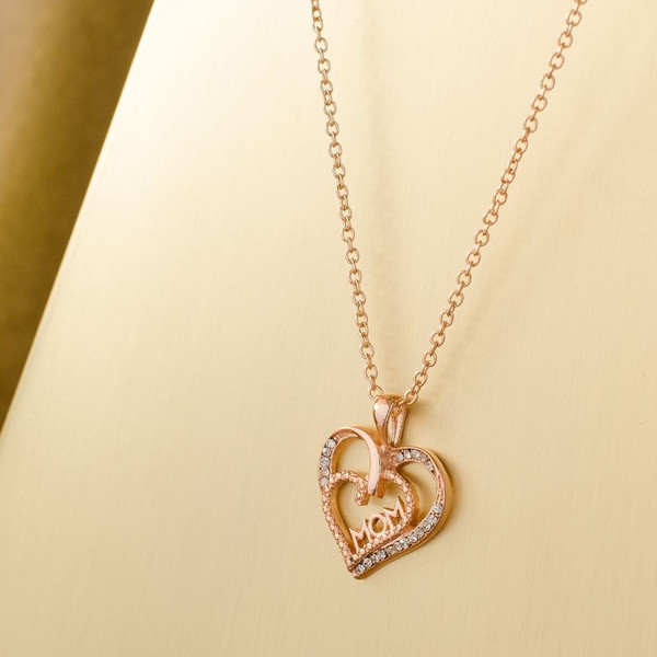 18K Rose Gold "Mom" Drop Necklaces product image