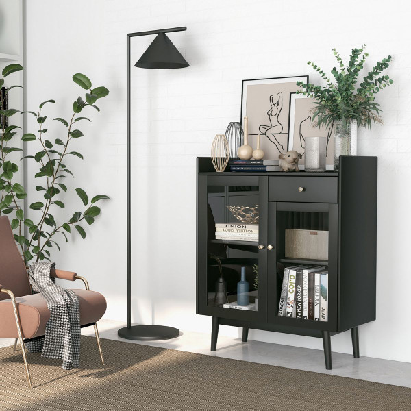 Black Glass-Front Accent Cabinet product image