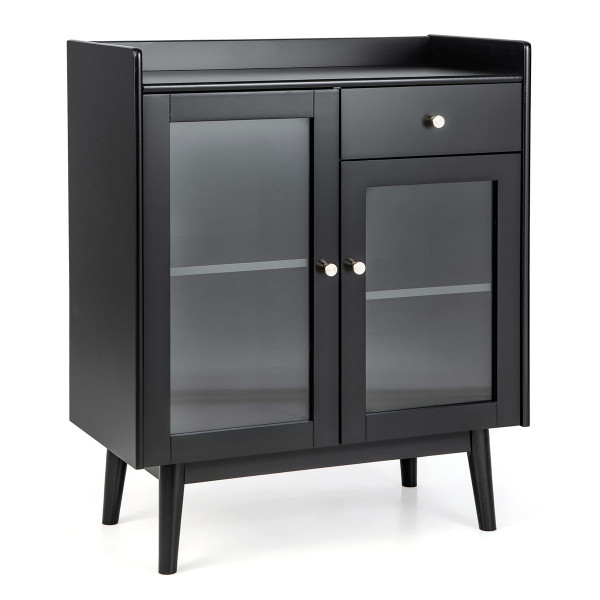 Black Glass-Front Accent Cabinet product image