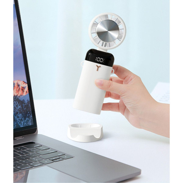 2-in-1 Portable Handheld & Hand-Free Fan with Qi Phone Charger product image