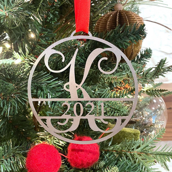 Personalized Circle Monogram Holiday Ornaments (Set of 5) product image