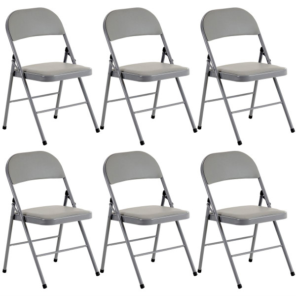 Heavy-Duty Padded Folding Portable Party Chairs with Metal Frame (Set of 6) product image