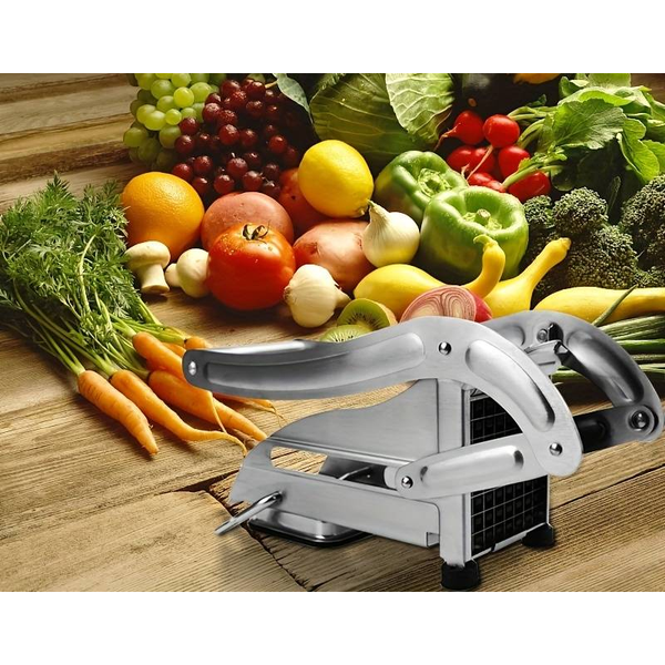 Stainless Steel French Fry Potato Cutter with No-Slip Suction Base product image
