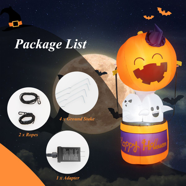 6-Foot Halloween Inflatable Pumpkin Hot Air Balloon Ghost Yard Decor product image