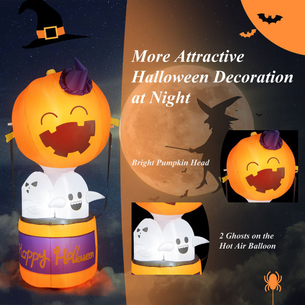 6-Foot Halloween Inflatable Pumpkin Hot Air Balloon Ghost Yard Decor product image