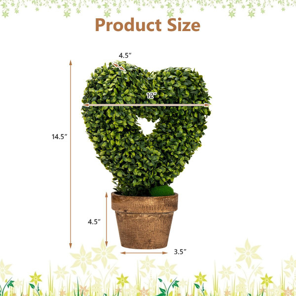 14.5-Inch Artificial Boxwood Heart-Shaped Topiary Trees (Set of 4) product image