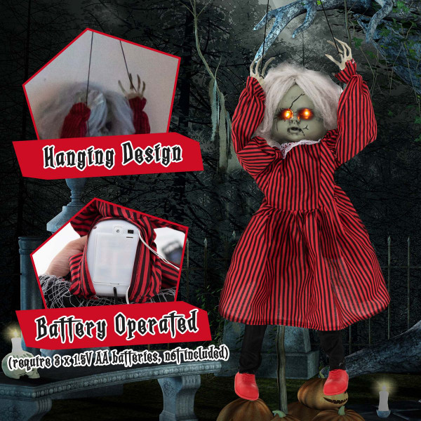 2.8-Foot Halloween Animated Creepy Doll with Recorded Phrases & LED Glowing Eyes product image