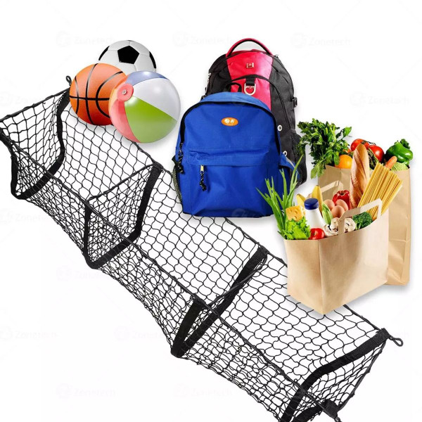 Zone Tech® 3-Pocket Car Trunk Stretchable Mesh Cargo Net, NE0001 product image