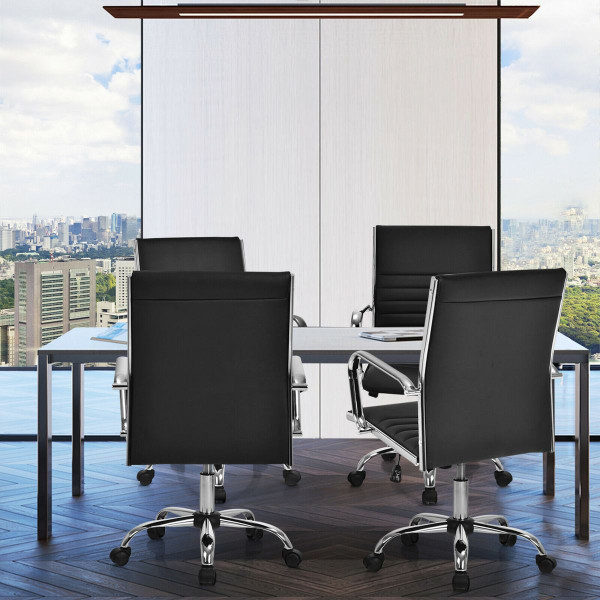 High-Back Ribbed Office Chairs with Armrests (Set of 2) product image