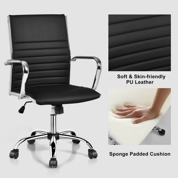 High-Back Ribbed Office Chairs with Armrests (Set of 2) product image