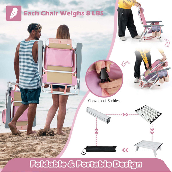 Adjustable Folding Backpack Beach Chairs and Table Set  product image Adjustable Folding Backpack Beach Chairs and Table Set  product image
