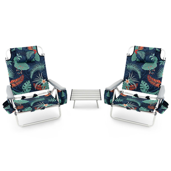 Adjustable Folding Backpack Beach Chairs and Table Set  product image Adjustable Folding Backpack Beach Chairs and Table Set  product image