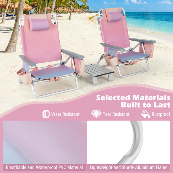 Adjustable Folding Backpack Beach Chairs and Table Set  product image Adjustable Folding Backpack Beach Chairs and Table Set  product image