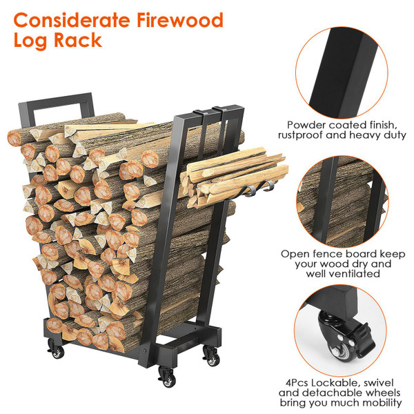 iMounTEK® Firewood Log Rack with Wheels product image