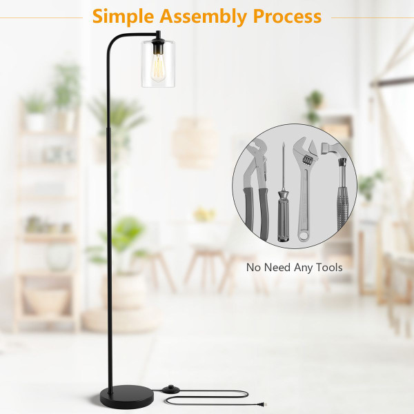 GoPlus Modern Standing Pole Floor Lamp with Glass Shade product image