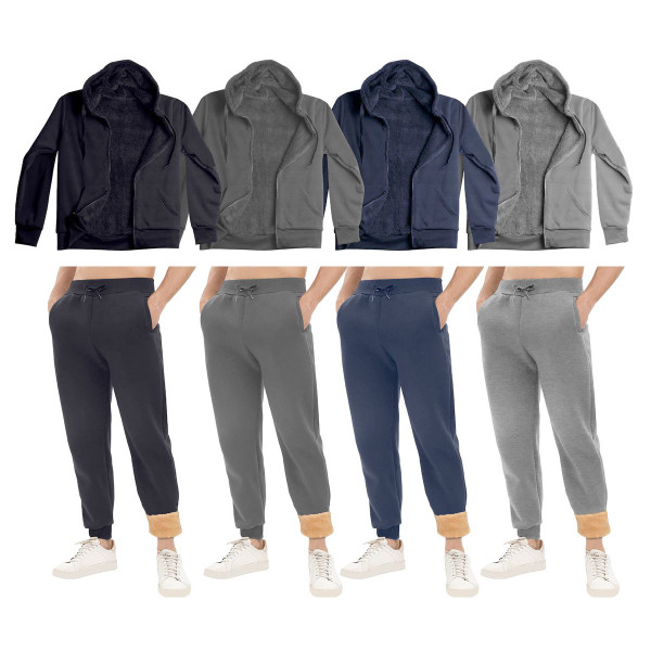 Men's Sherpa-Lined Full-Zip Hoodie & Jogger Pants Set product image
