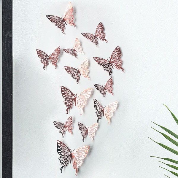 3D Metallic Butterfly Wall Stickers, 12 ct. product image