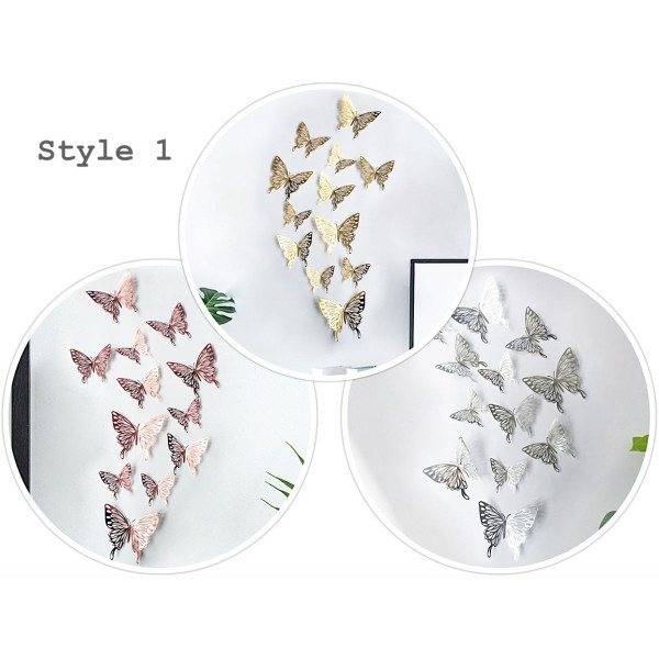 3D Metallic Butterfly Wall Stickers, 12 ct. product image