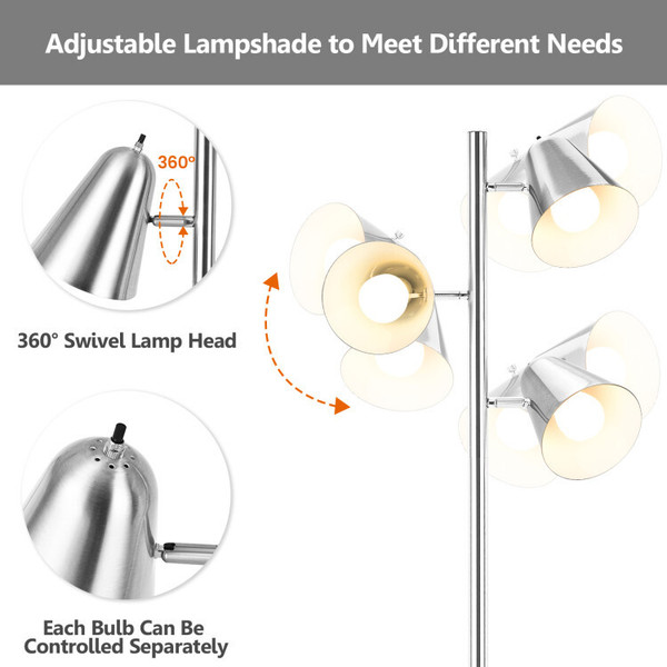 64-Inch 3-Light LED Floor Lamp Reading Light product image