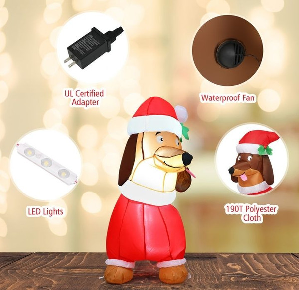 Inflatable 5-foot Christmas Dog with LED Lights product image