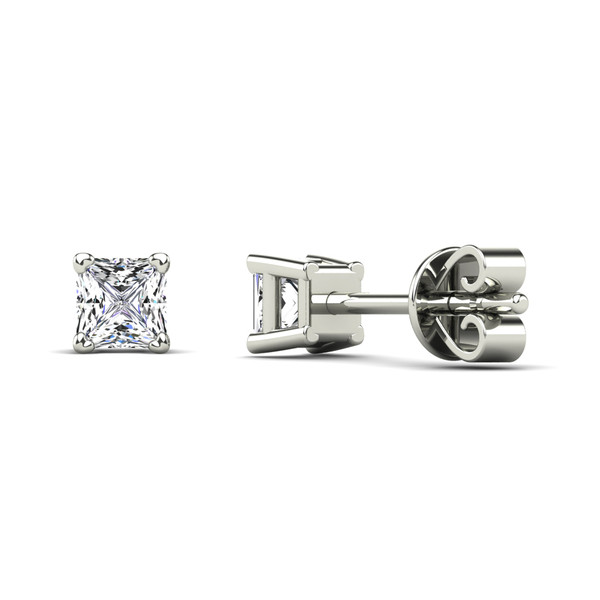 10K White Gold Princess Cut 1/6CT Diamond Solitaire Earrings product image