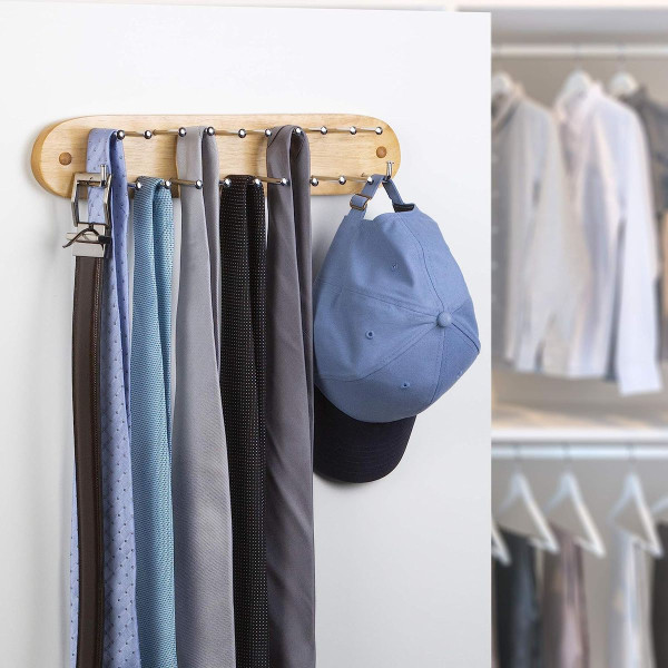 Wood Wall Mounted Tie, Belt and Scarf Hanger product image