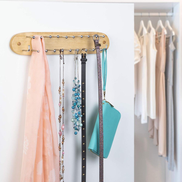 Wood Wall Mounted Tie, Belt and Scarf Hanger product image