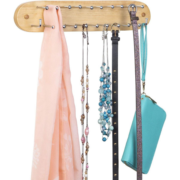 Wood Wall Mounted Tie, Belt and Scarf Hanger product image