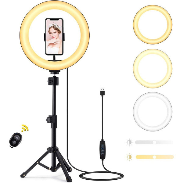 10-Inch LED Selfie Ring Light with Adjustable Tripod product image