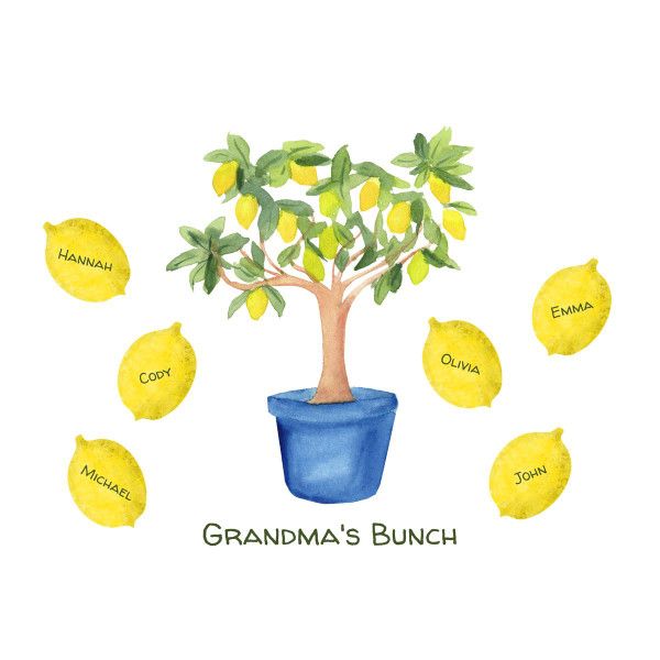 Personalized 'Grandma's Bunch' Given Name Lemons Art Print product image