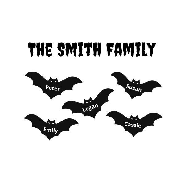 Personalized Halloween Bat Family/Given Name Art Print product image