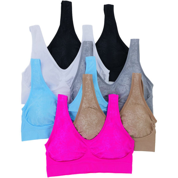 ToBeInStyle Women's Comfortable Basic Cotton Blend Lounge Racerback Sports  Bra