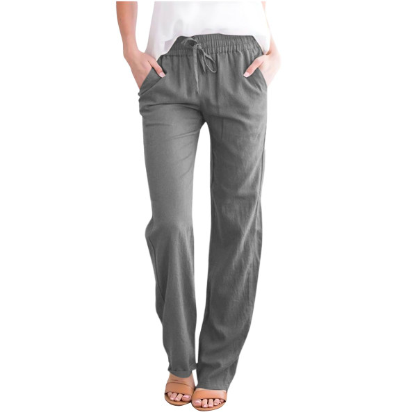 Solid Straight Leg Rayon Pants Casual High-Waist for Women (3-Pack) product image