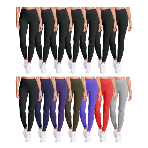Women's Fleece Lined Printed Leggings (3-Pack) - Pick Your Plum