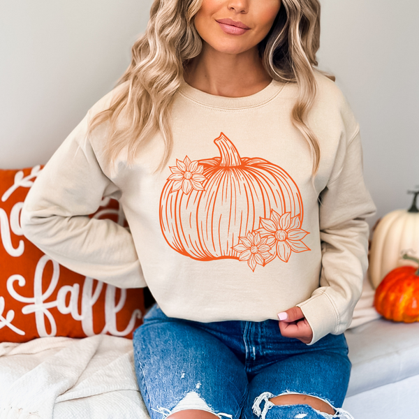 Women's Floral Pumpkin Halloween Sweater product image